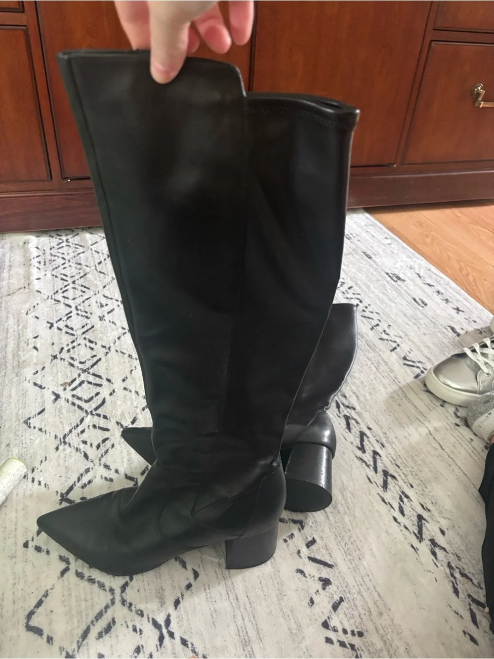 Marc Fisher Black Over-the-Knee Pointed Toe Block Heel Boots for Women